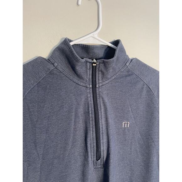 Travis Mathew Men's M Golf 1/4 Zip Sweater Pullover Pocket Blue Long Sleeve - Picture 2 of 11